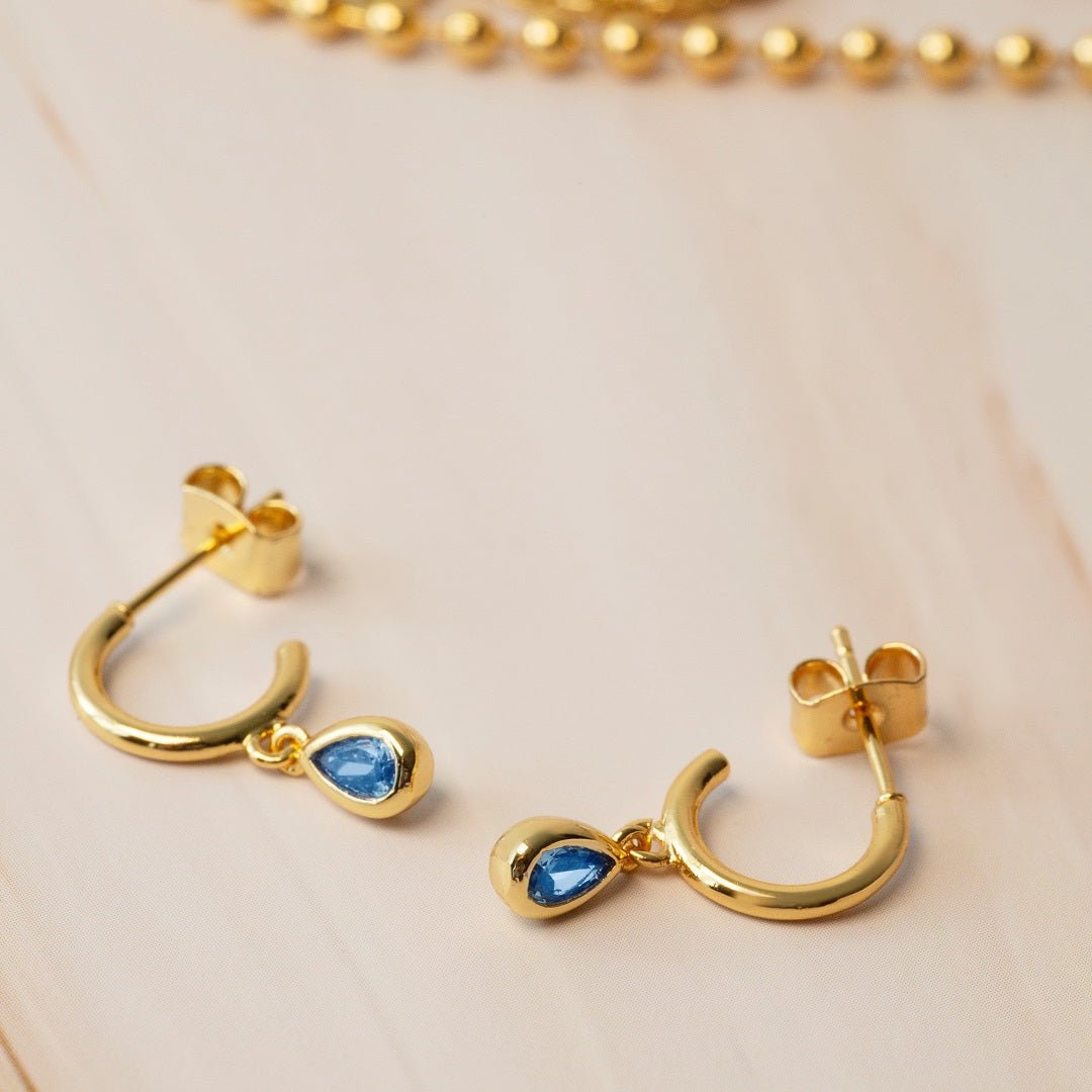 Water drop gold hoops