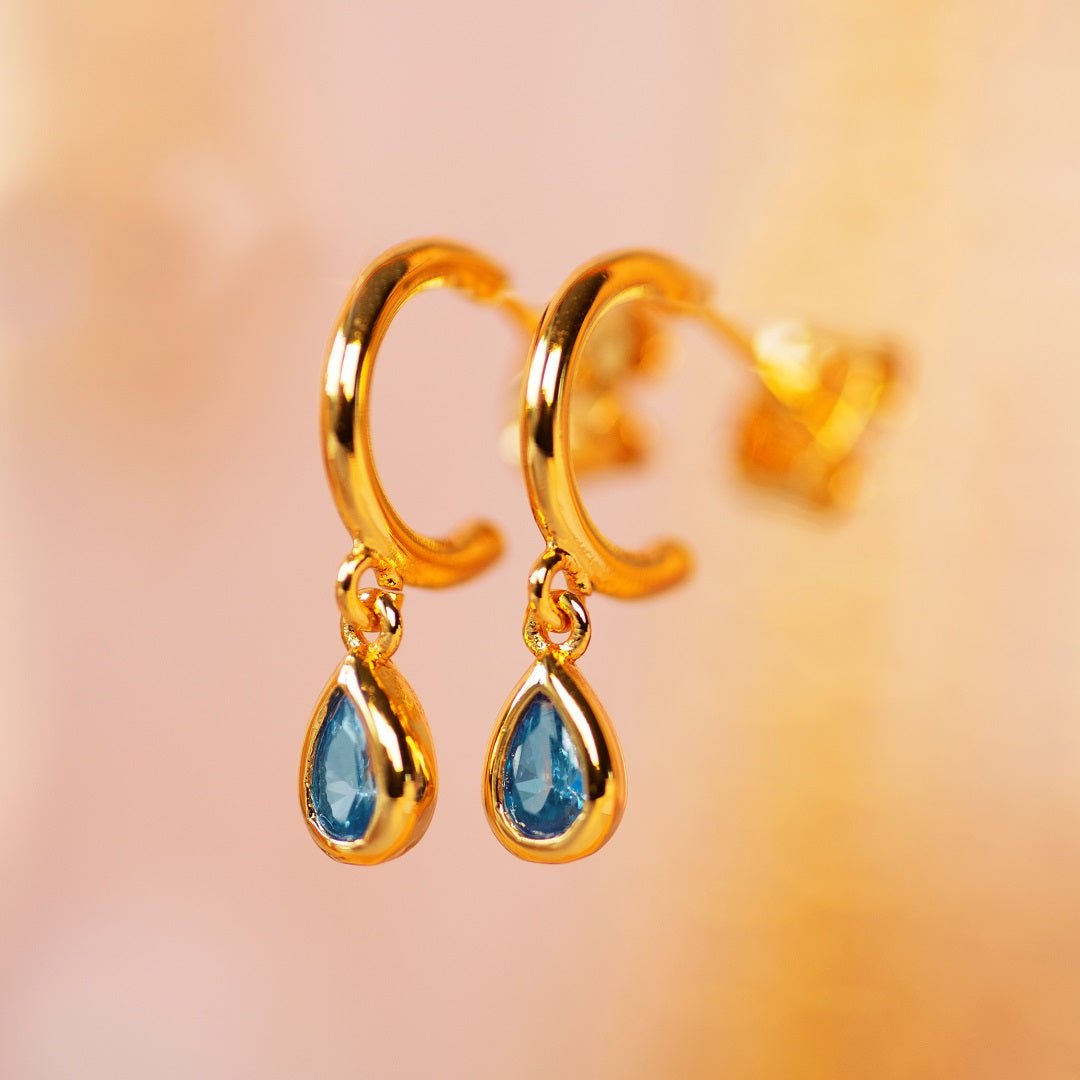 Water drop gold hoops