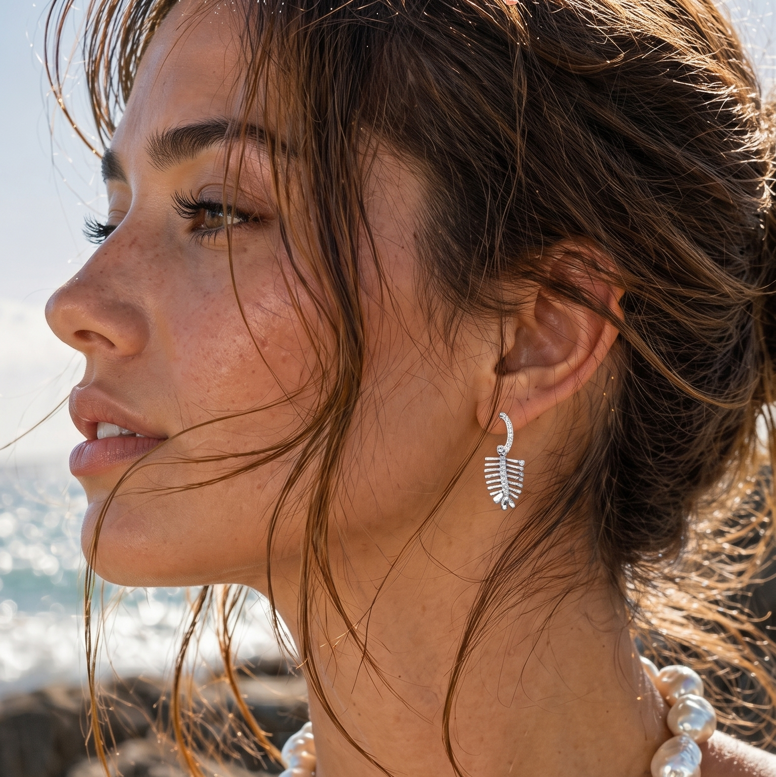 Tulsi Leaf Hoop Earrings Silver