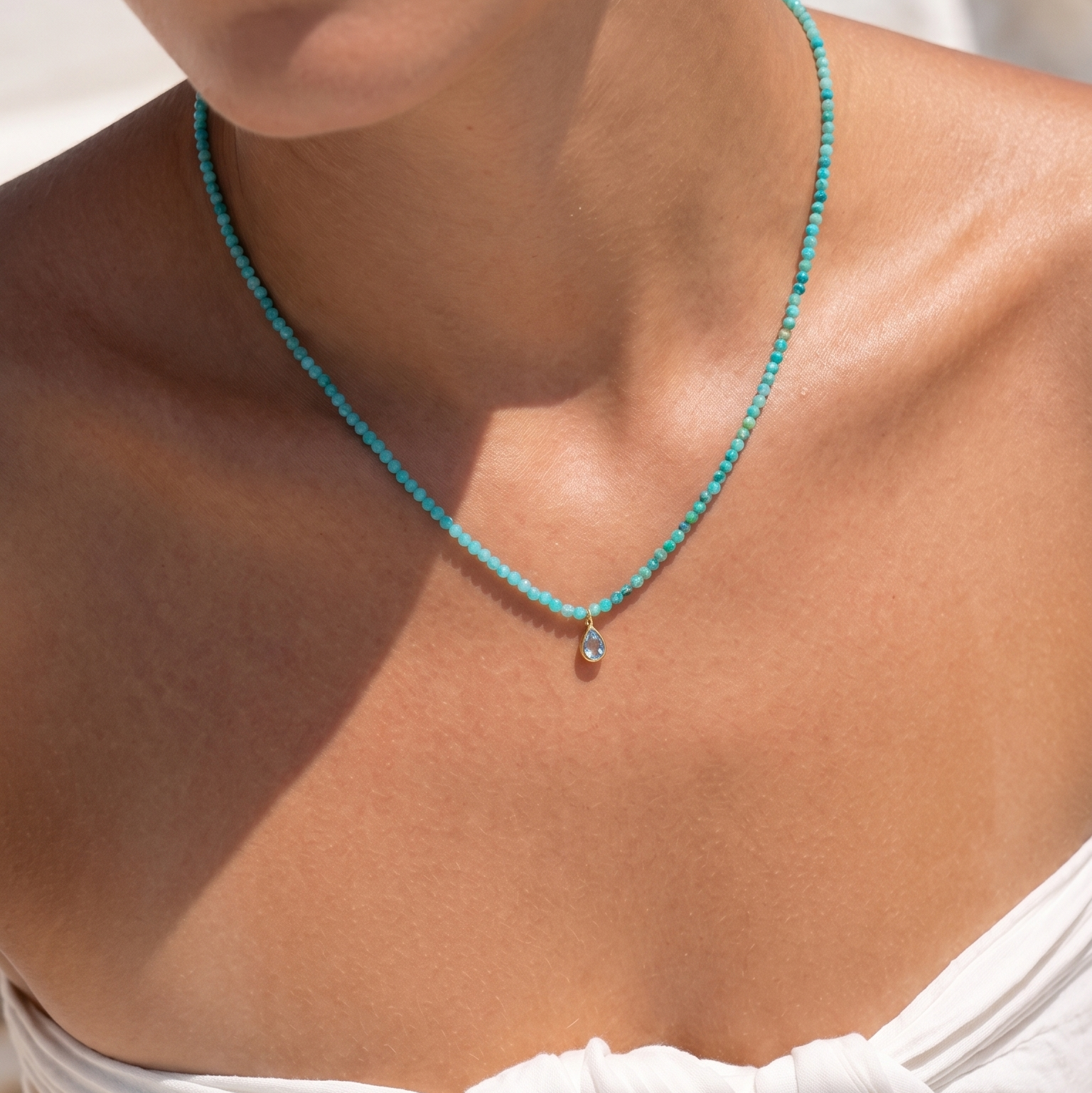 Waterdrop 💧 Crystal Necklace and Wrap Pearl Bracelet