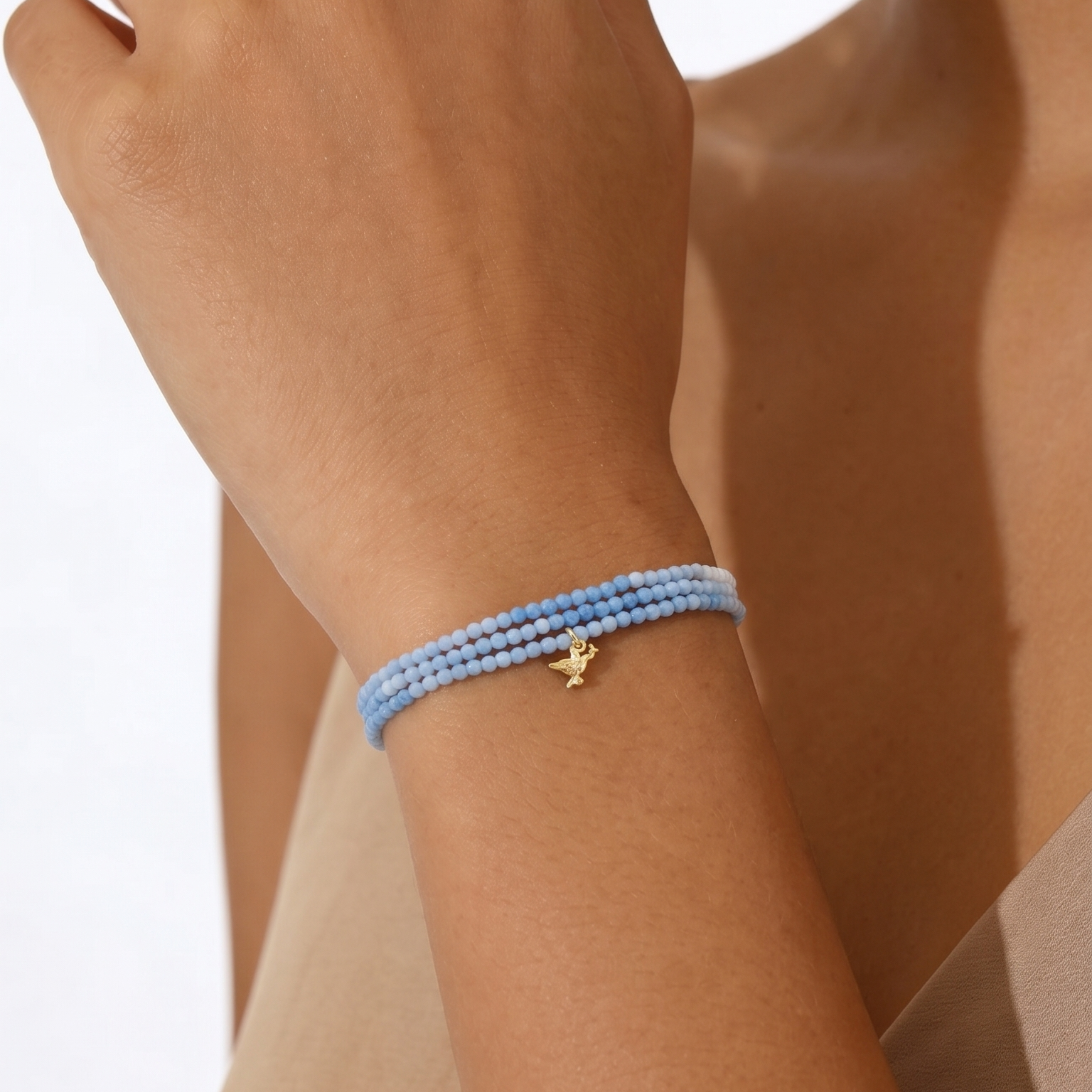 Fred 🕊️ Blue Wrap Pearl Bracelet and Necklace