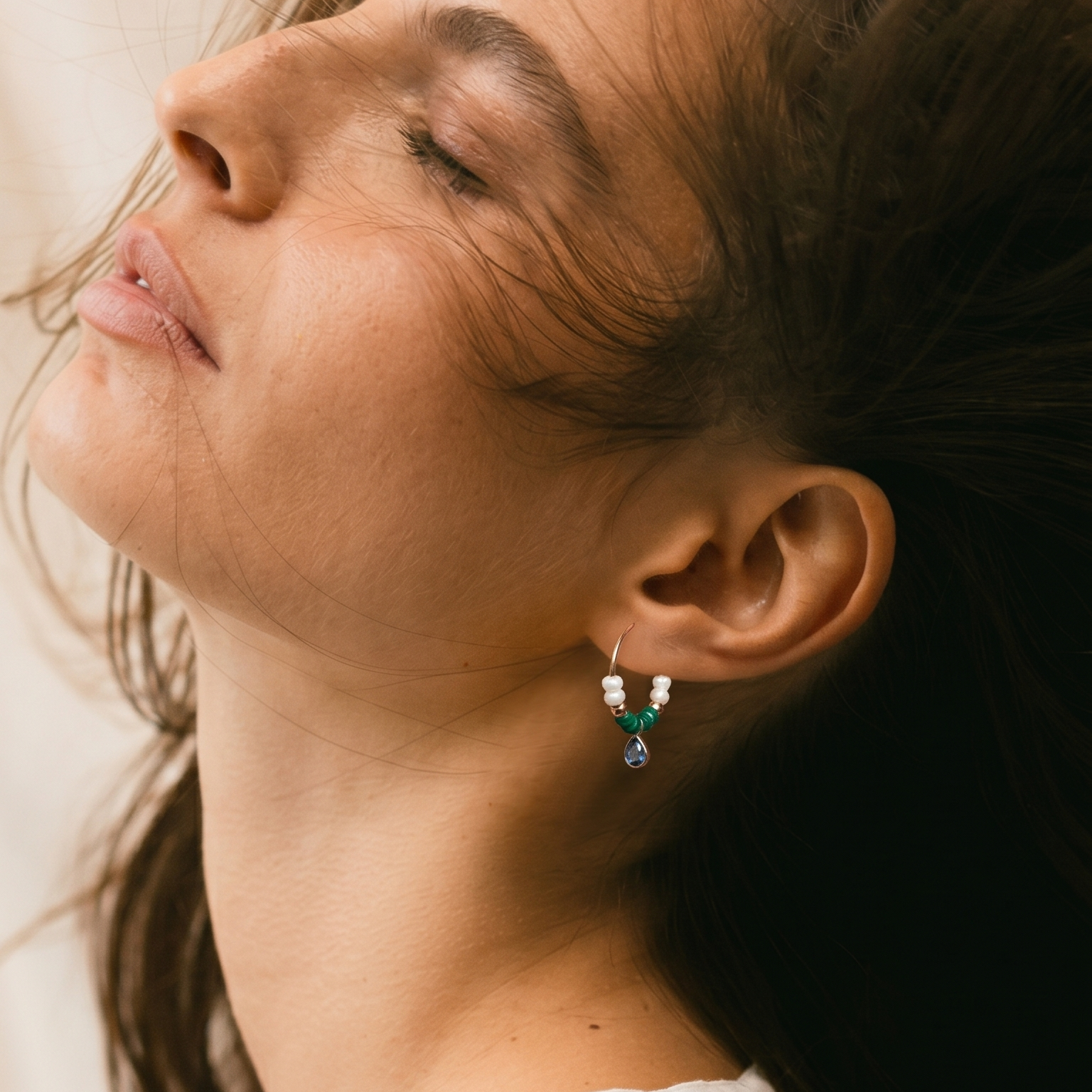 Water Drop Pearl Hoops