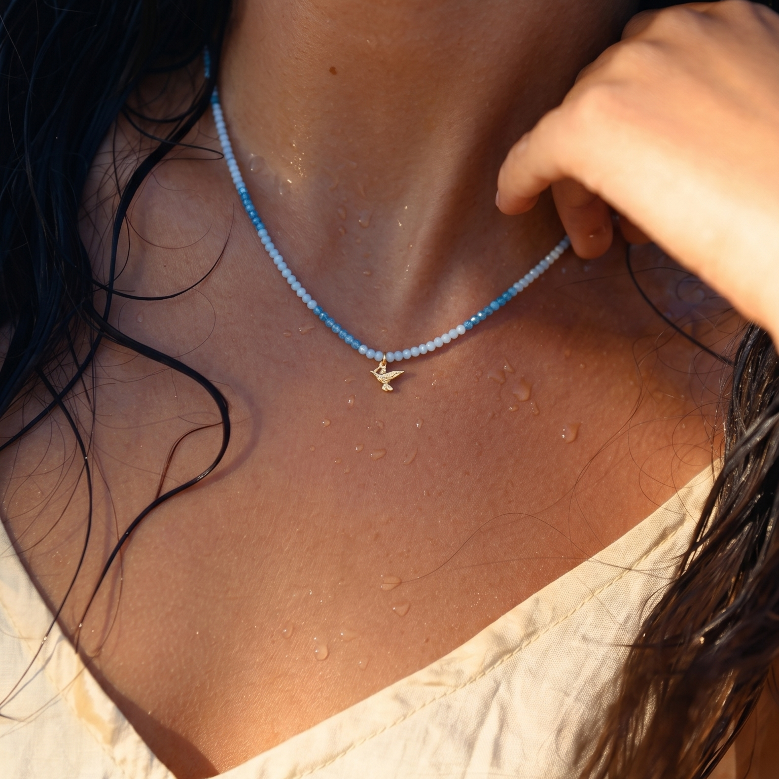 Fred 🕊️ Blue Wrap Pearl Bracelet and Necklace