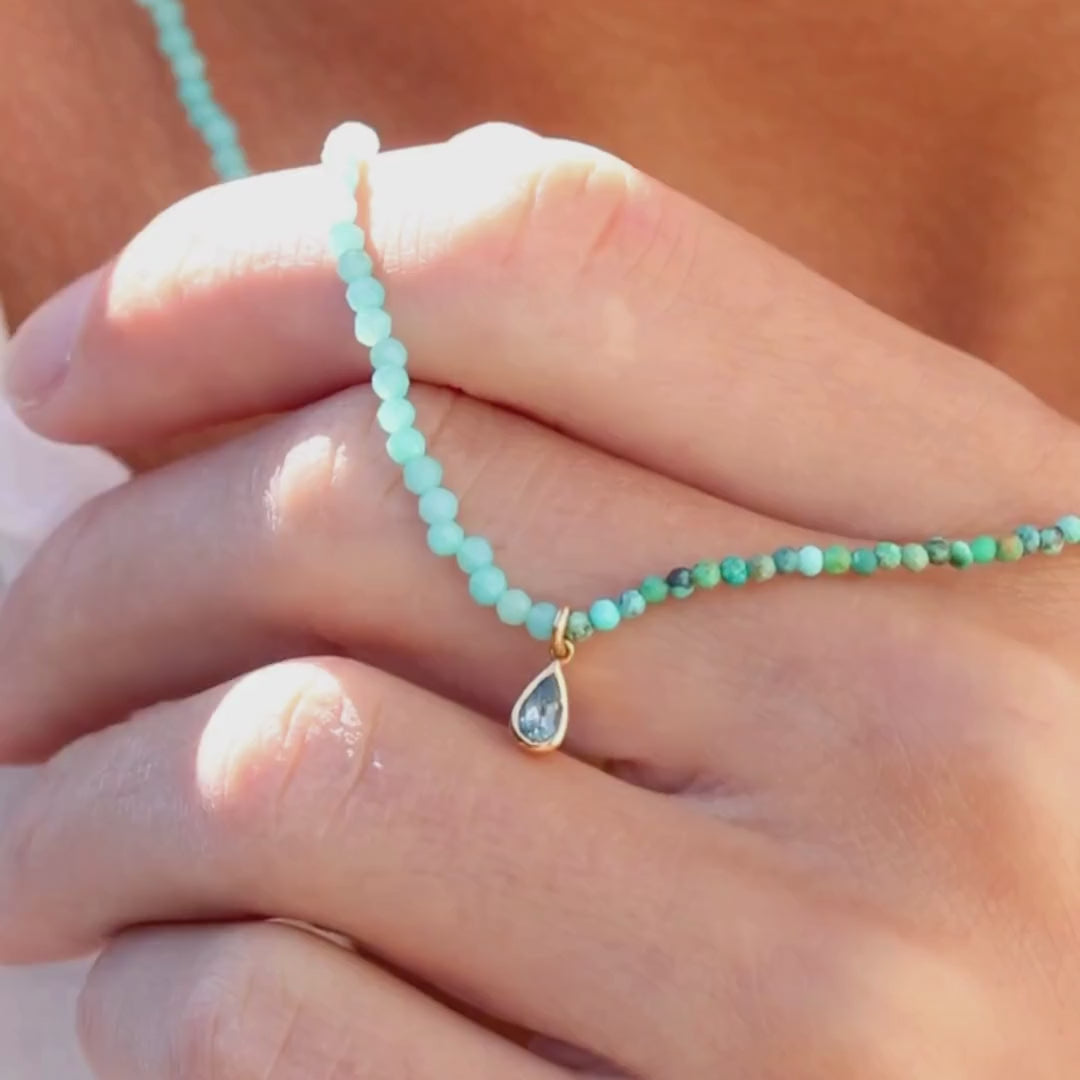 Waterdrop 💧 Crystal Necklace and Wrap Pearl Bracelet