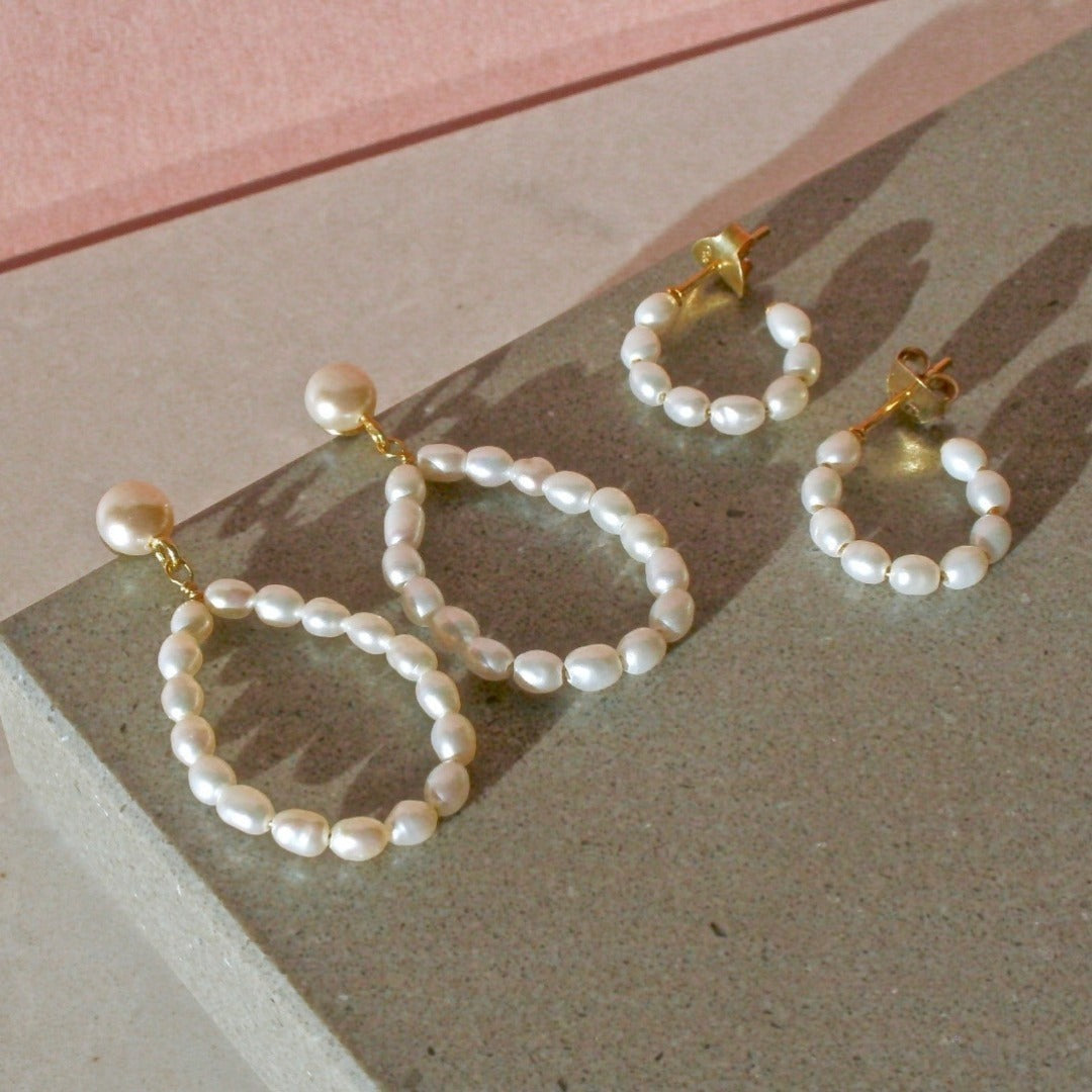 Hoop Pearl Earrings Small - With Love Darling