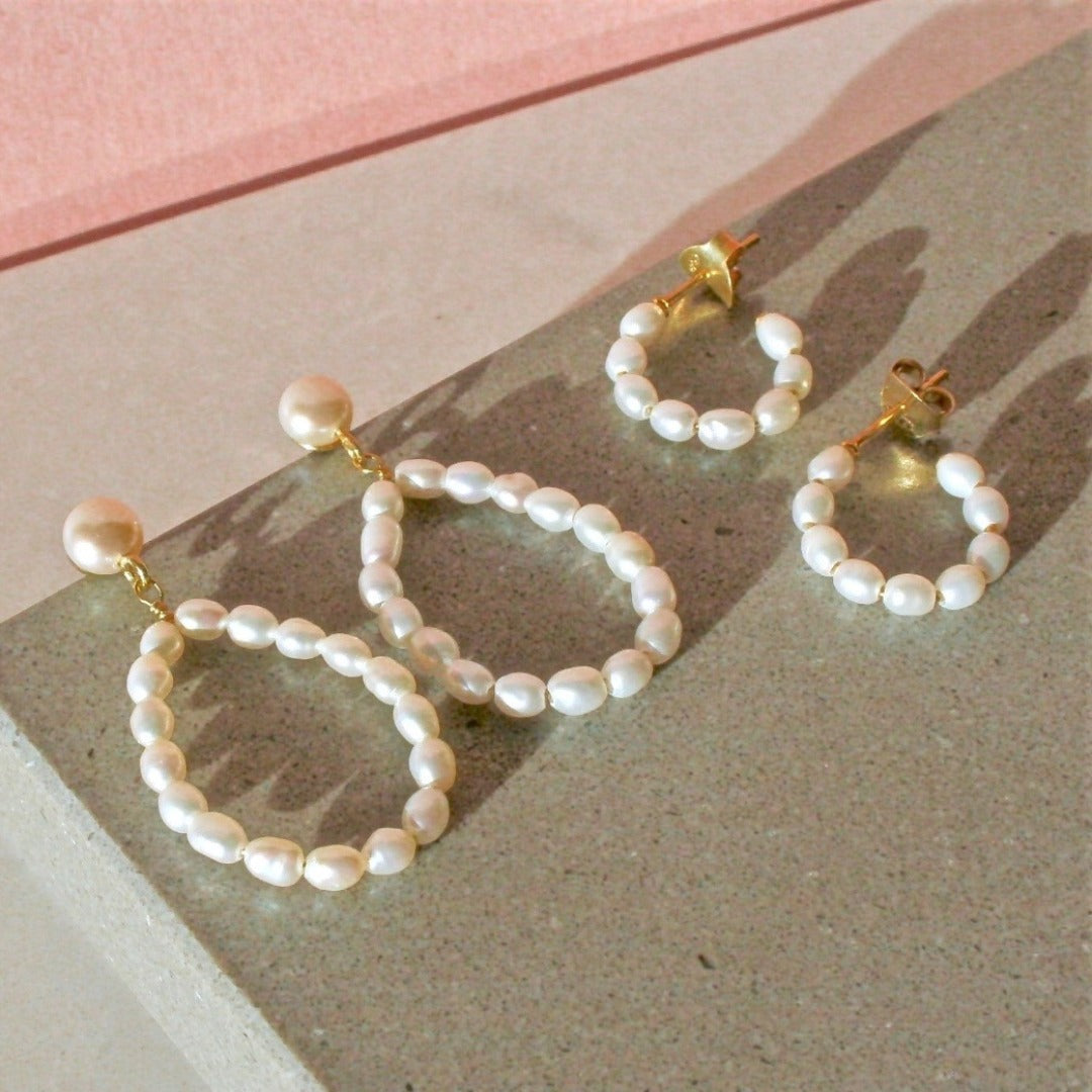Oval Pearl Earrings - With Love Darling