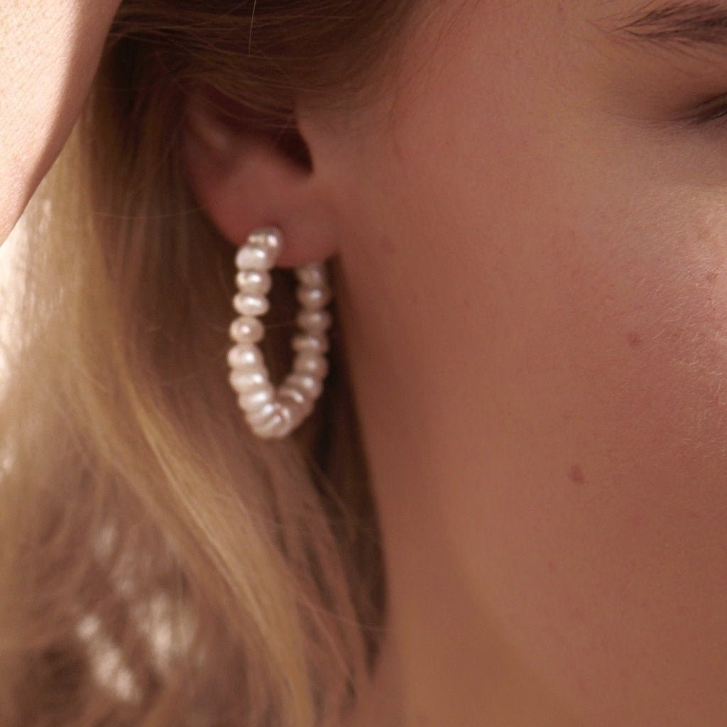 Pearl Hoop Earrings Big - With Love Darling