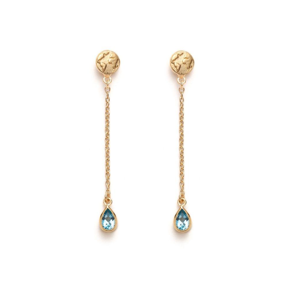 Water Drop & Earth Chain Studs - With Love Darling